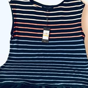 Tommy Hilfiger Cotton Multicolor & Navy Top NWT